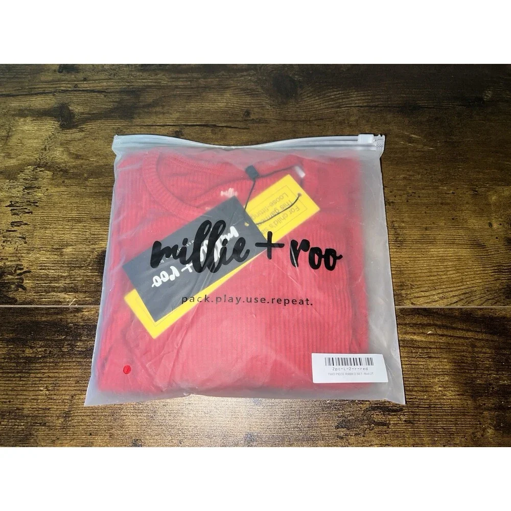NWT! Millie + Roo Two Piece Ribbed Set - Size 2T - Color Red - Picture 5 of 7
